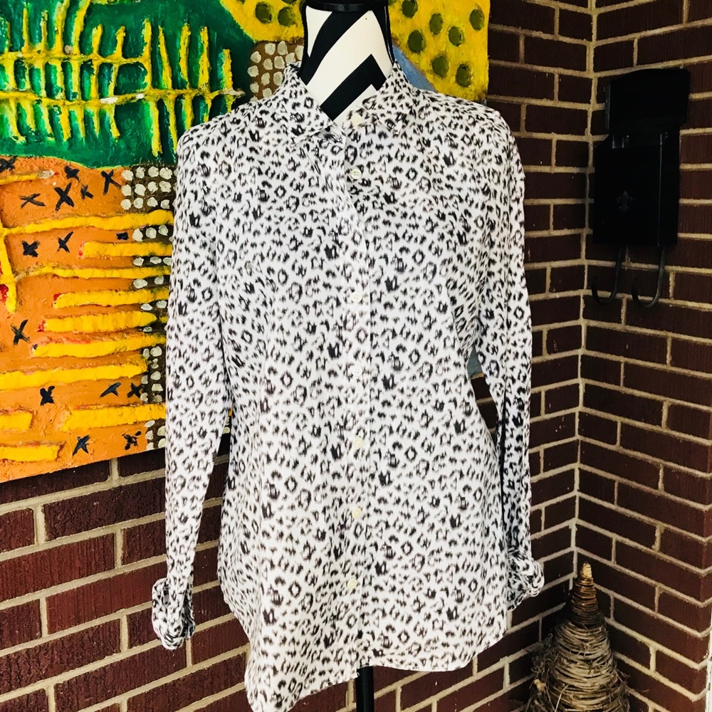 J. Crew Animal Print Button Down Shirt